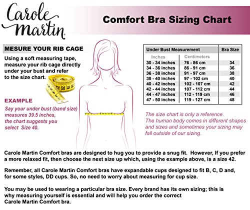 Carole martin comfort bra size chart
