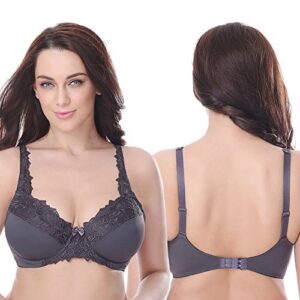 Curve Muse Plus Size Minimizer Underwire Unlined Bra with Embroidery Lace 3Pack 0 2