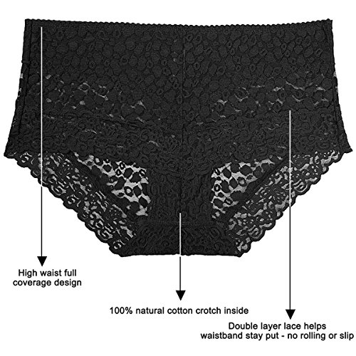 Eves temptation Women Lily Everyday Panties Boyshorts Floral Lace Seamless Slimming Lingerie Underwear Full Coverage 0 1
