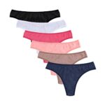 Knitlord 6 Pack Womens Thongs Underwear Cotton Breathable Panties Hipster Bikini 0 0