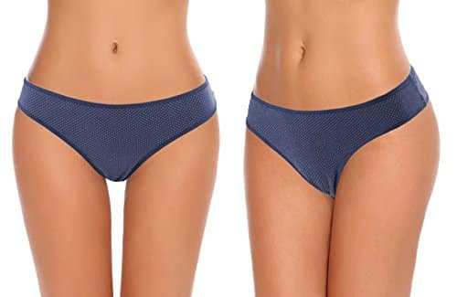 Knitlord 6 Pack Womens Thongs Underwear Cotton Breathable Panties Hipster Bikini 0 1