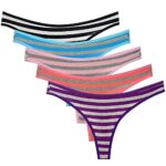 Nightaste Womens Cotton Thongs Panties Multi Pack Color Stripes G Strings 0