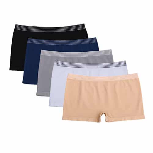 Ruxia Womens Seamless Boyshort Panties Nylon Spandex Underwear Stretch Boxer Briefs Pack of 5 0 0