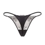 SilRiver Womens Silk Lace G String Thong Panty Sexy T Back Underwear with Soft Satin 0 2
