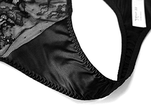SilRiver Womens Silk Lace G String Thong Panty Sexy T Back Underwear with Soft Satin 0 3