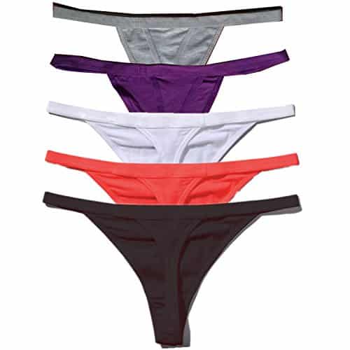 Zofirao 5 pack womens multicolored panties cotton spandex thongs underwear g strings 0