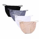 Camelia Womens String Bikini Cotton and Silk Lace Two Versions Panties 4 6 Pack Sexy Underwear Briefs USA Size XS XL 0