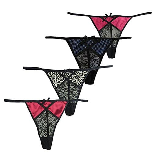 Mierside sexy lace g string thong panty underwear pack of 4 0