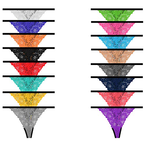 Pmrxi pack of 10 g string underwear for women assorted different lace pattern colors 0