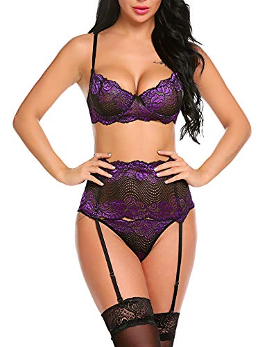 Avidlove Women Lingerie Set with Garter Belts Sexy Bra and Panty Underwire Lingerie Sets 0 3