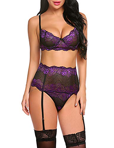 Avidlove women lingerie set with garter belts sexy bra and panty underwire lingerie sets 0
