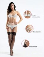 Women Sexy Lingerie Set Lace Bralette and G String Panty with Garter Belt Strap 3 Piece Lingerie Bra Set 0 2