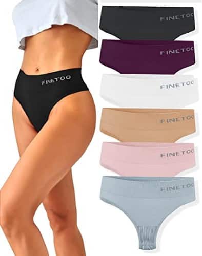 Finetoo high waisted nylon thongs for women