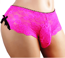 Sissy pouch panties men's silky lace bikini briefs girly underwear sexy for men-ls
