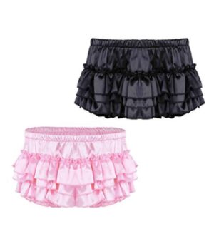 ACSUSS Sissy Men's Satin Frilly Thong Bloomers