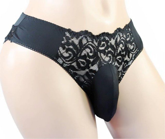 Aishani Men's Sexy Black Sissy Pouch Briefs