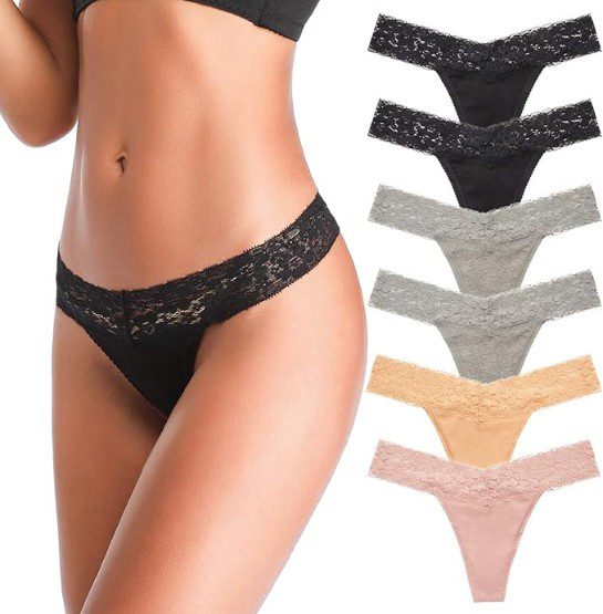Annyison Low Waist See Through Lace Thong Panties