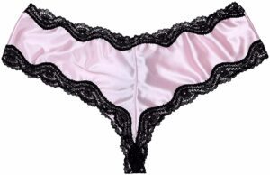 Black lace pink bikini hipster sissy pouch panties