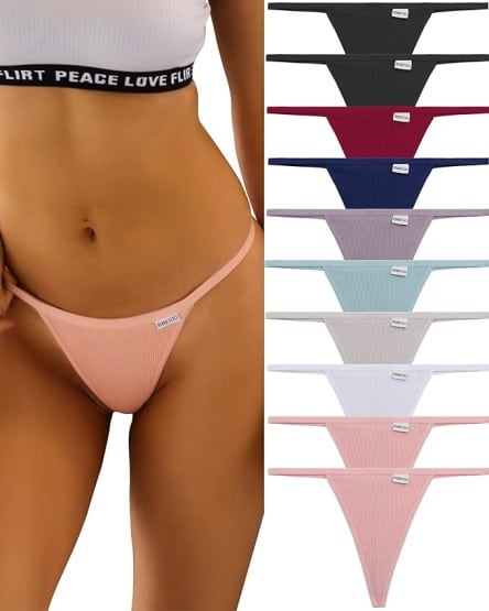Finetoo Cotton Stretch T-back G-String Panties Thongs