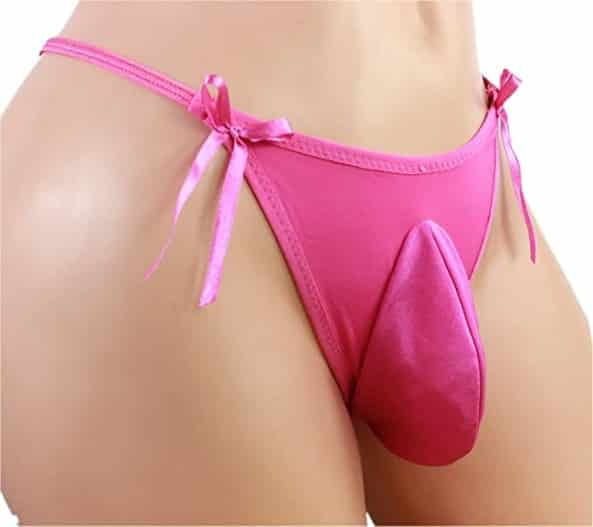 Pink g string chain sissy pouch panties for men