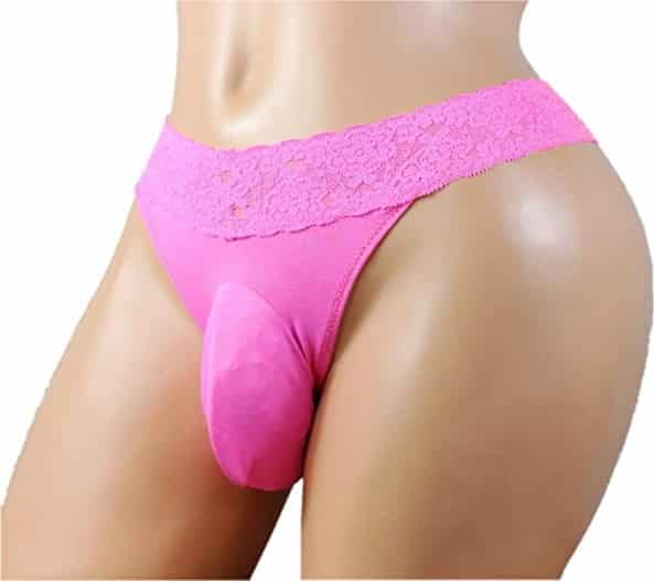 Pink lace thong sissy pouch panties