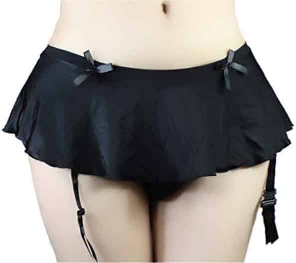 Black skirted thong sissy pouch panties
