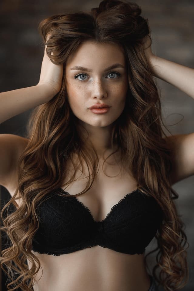 Women wearing sexy black lace bra