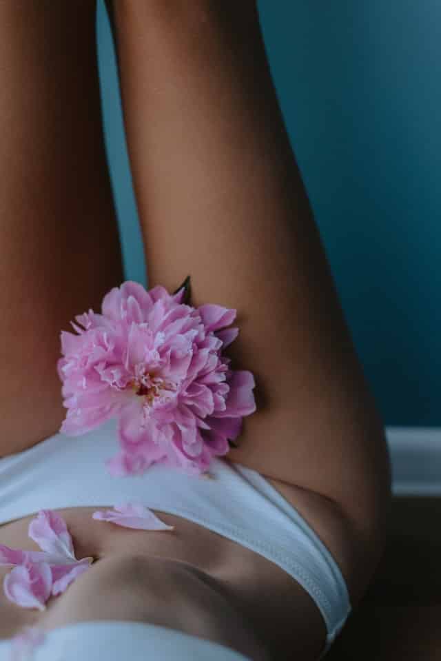 Women wearing cotton underwear with pink flower on top